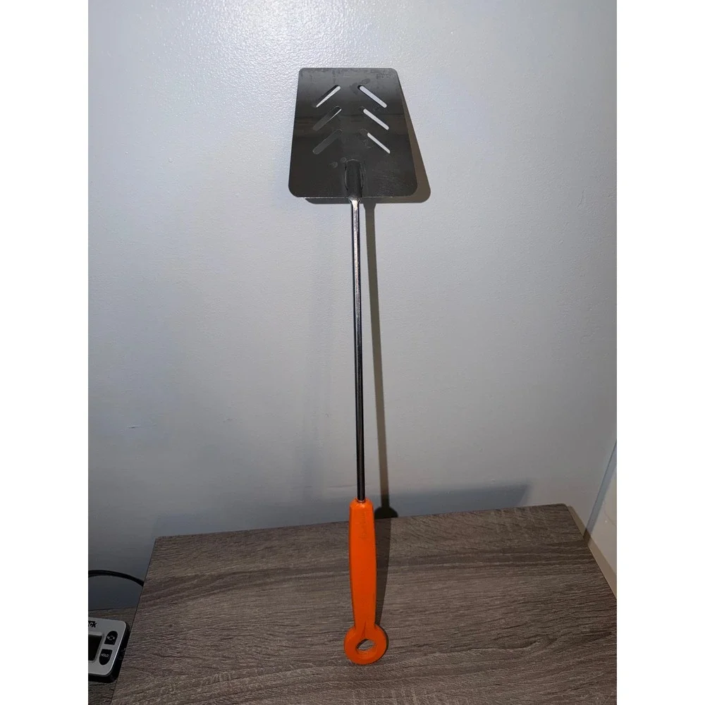 Ekco Vintage Long Handle Spatula Stainless Steel Slotted BBQ Turner Orange 19in